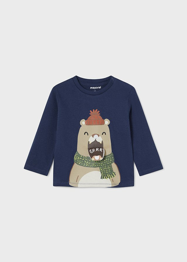 Maglietta caldo cotone interattiva neonato Mayoral Orso GRRR blu Mayoral 6 Mesi 68cm