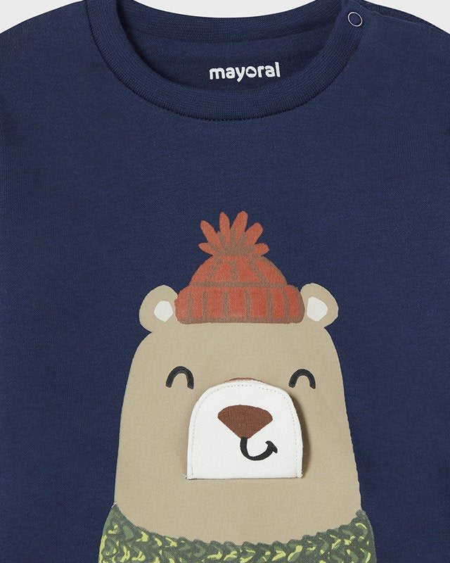 Maglietta caldo cotone interattiva neonato Mayoral Orso GRRR blu Mayoral 6 Mesi 68cm