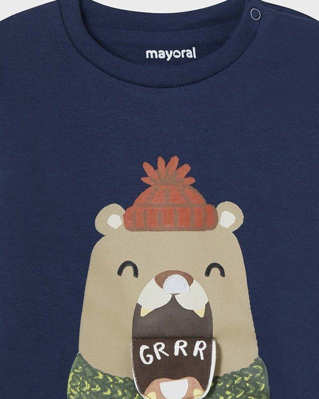 Maglietta caldo cotone interattiva neonato Mayoral Orso GRRR blu Mayoral 6 Mesi 68cm