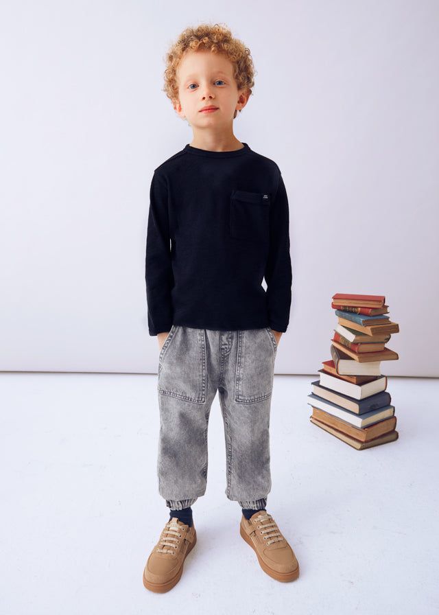 Maglietta bambino Mayoral taschino tinta unita blu navy Mayoral 2 Anni 92cm