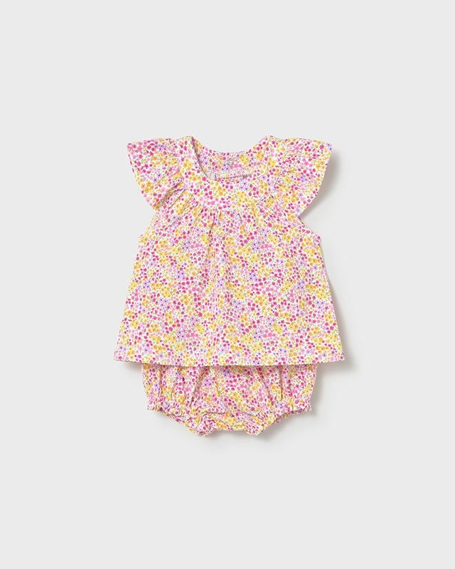 Completo estivo neonata Mayoral Newborn giallo ricamo mongofliera e multicolor Mayoral 0-1 Mesi 55cm