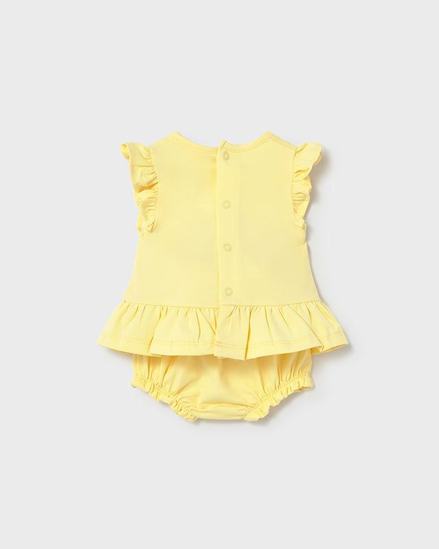Completo estivo neonata Mayoral Newborn giallo ricamo mongofliera e multicolor Mayoral 0-1 Mesi 55cm