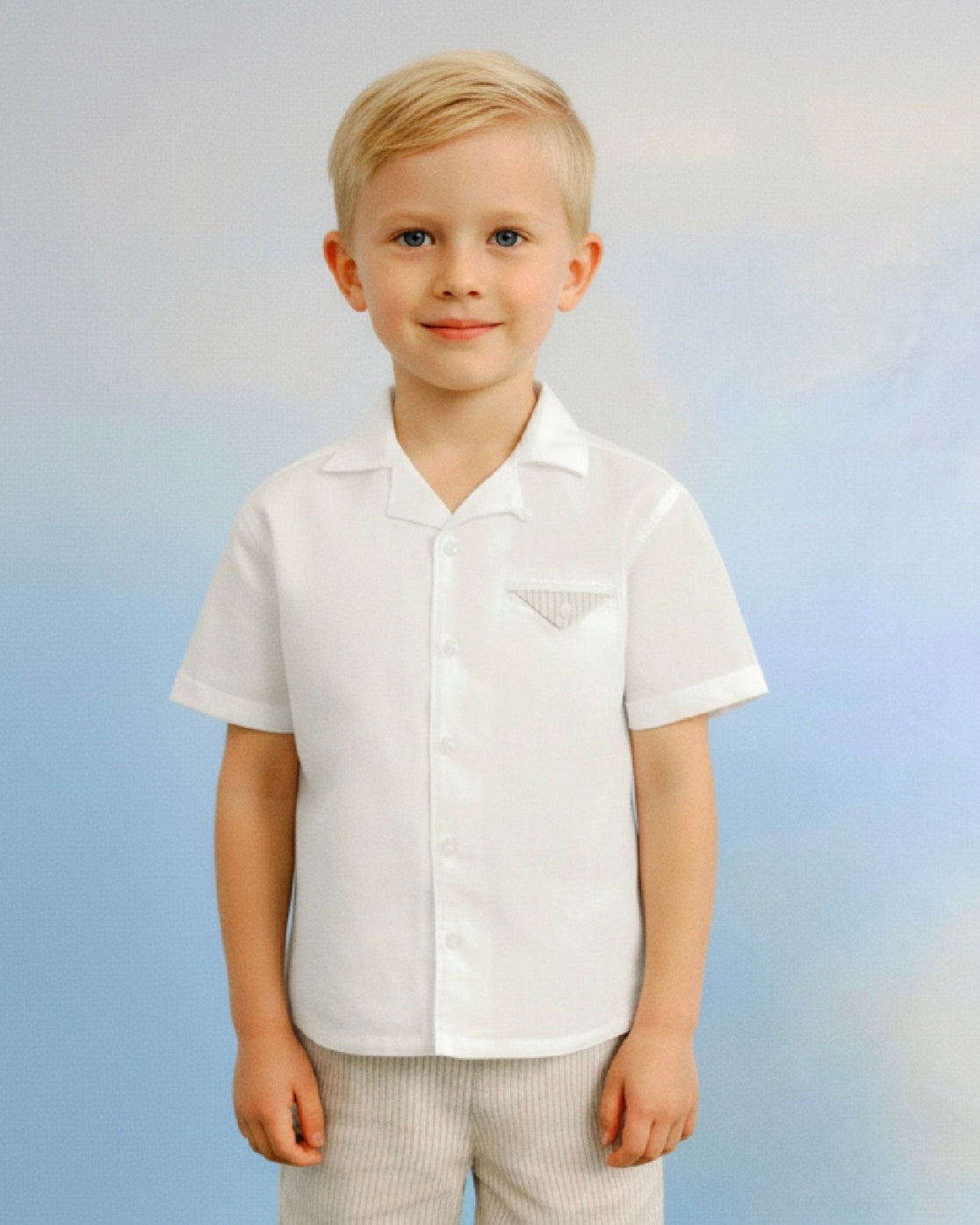 Completo con bermuda e camicia bambino Mayoral crema Mayoral Panna