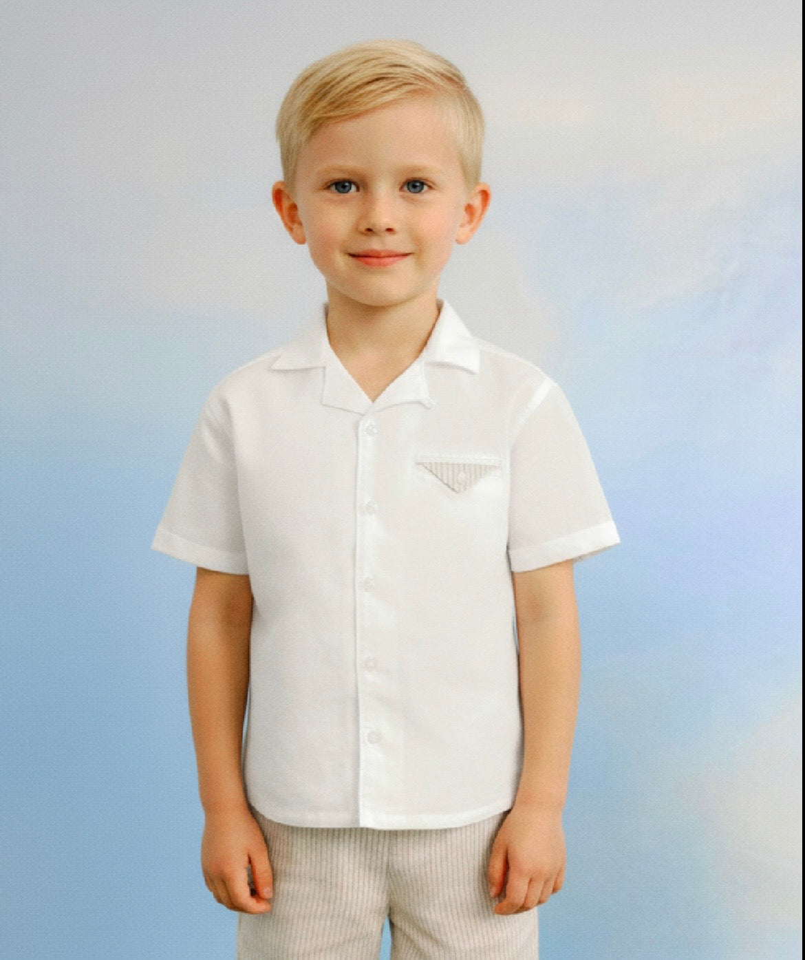 Completo con bermuda e camicia bambino Mayoral crema Mayoral Panna