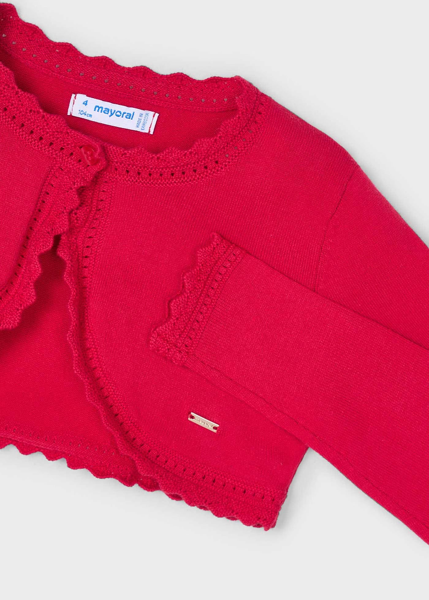 Cardigan modello bolerino in maglia bambina Mayoral rosso Mayoral Rosso