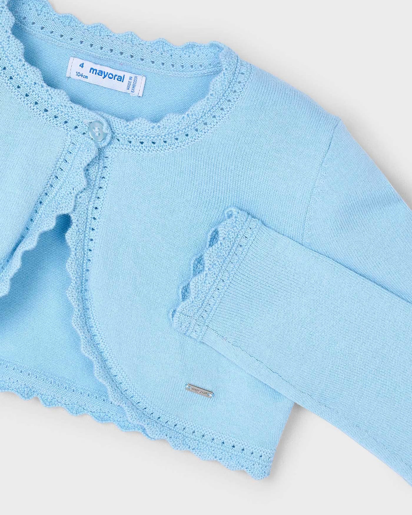 Cardigan modello bolerino in maglia bambina Mayoral azzurro cielo Mayoral Azzurro