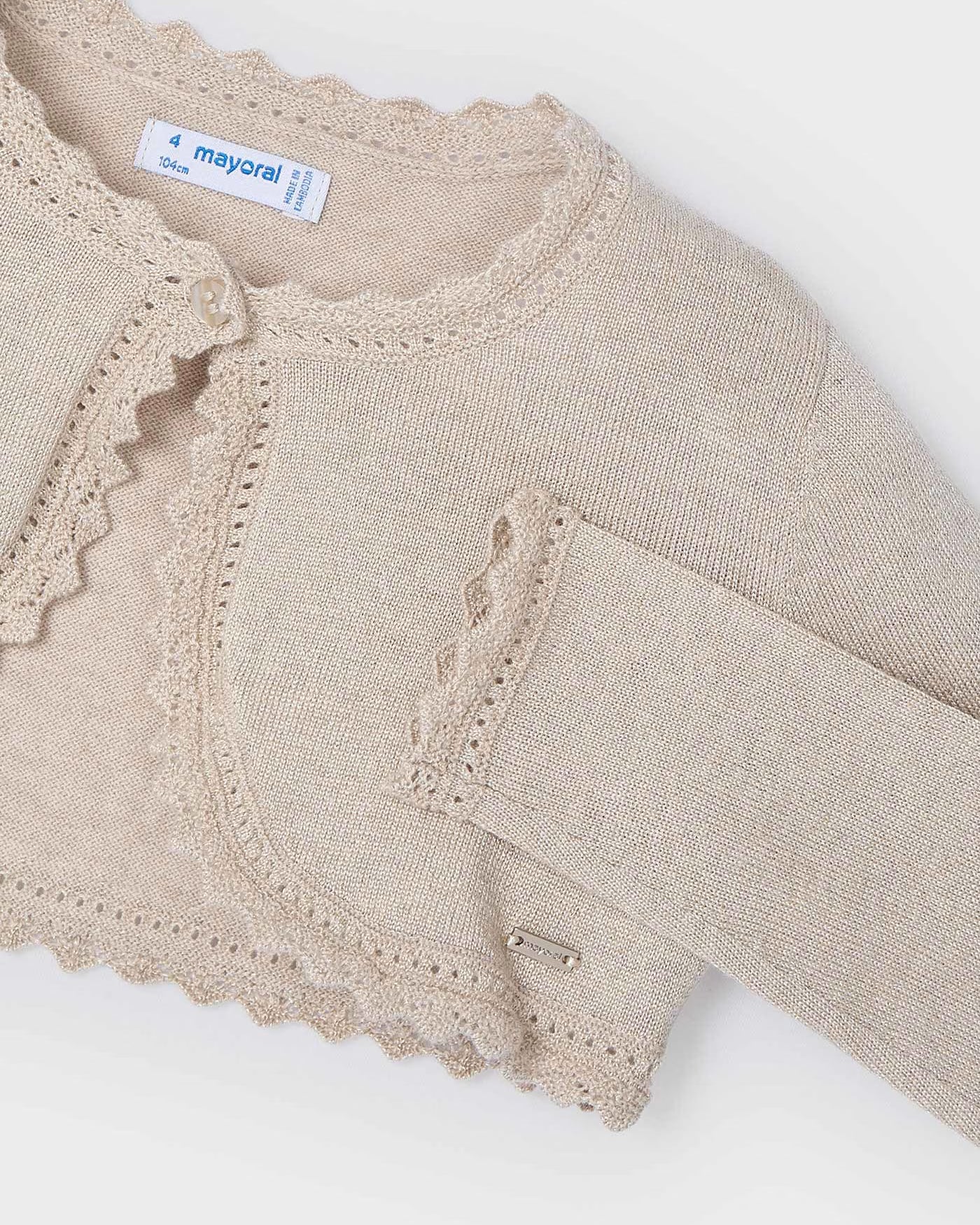 Cardigan modello bolerino in maglia bambina Mayoral beige nocciola Mayoral Beige