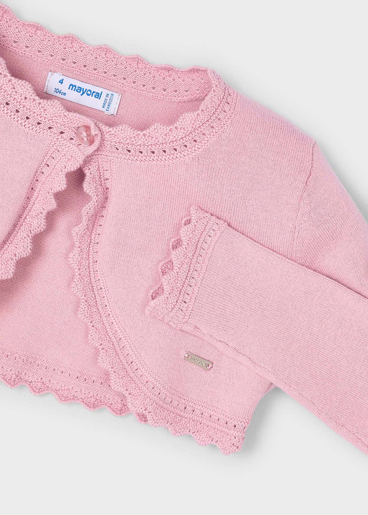 Cardigan modello bolerino in maglia bambina Mayoral rosato Mayoral Rosa