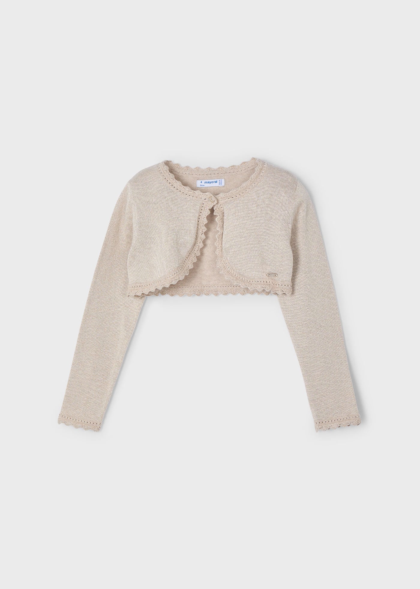 Cardigan modello bolerino in maglia bambina Mayoral beige nocciola Mayoral Beige
