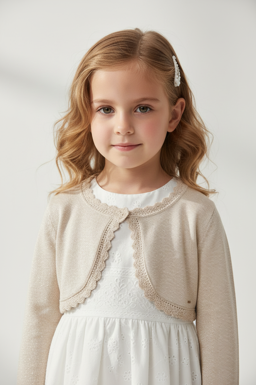 Cardigan modello bolerino in maglia bambina Mayoral beige nocciola Mayoral Beige