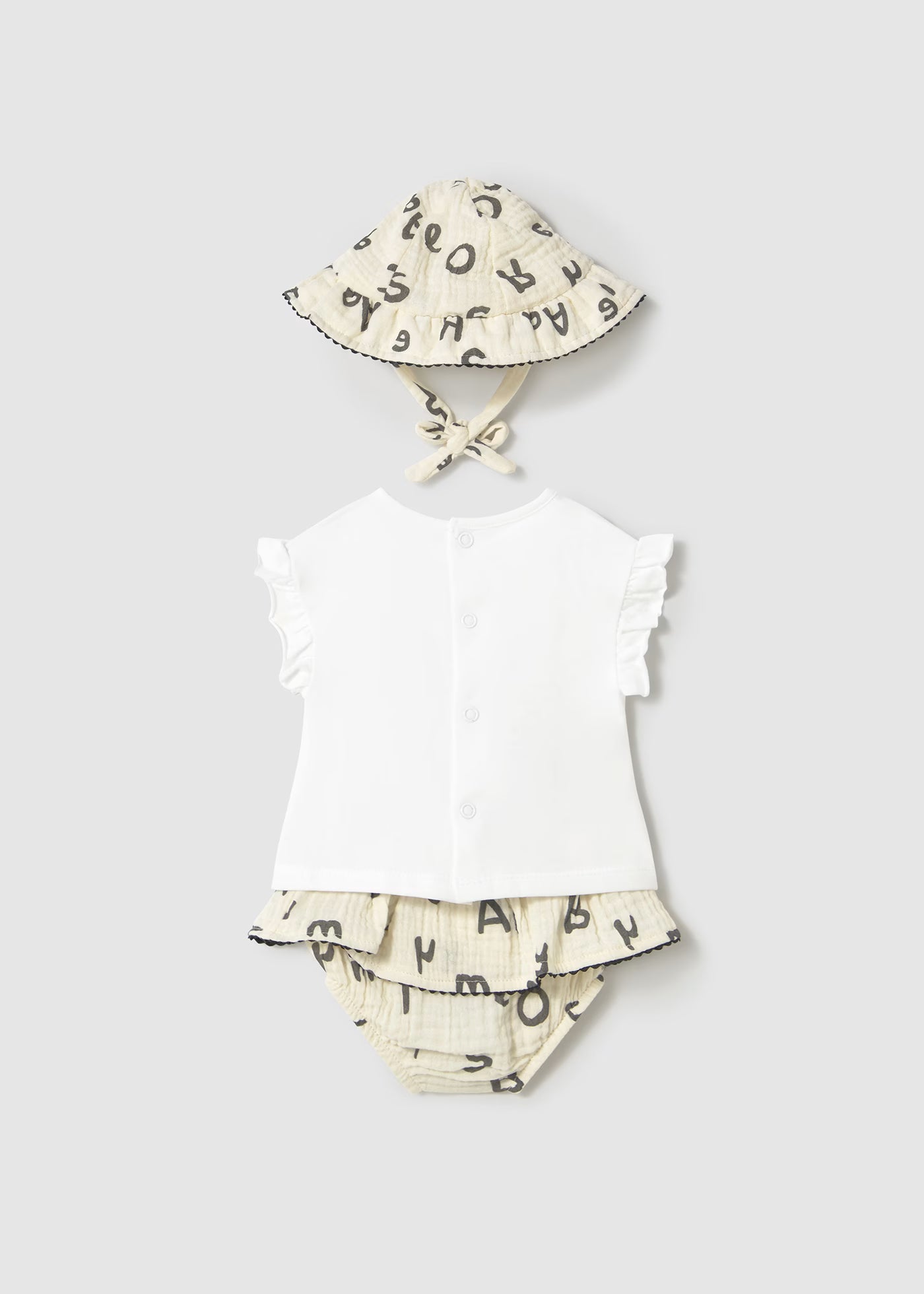 Completo 3 pezzi con cappello neonata Mayoral Newborn Lettere cecio Mayoral Cecio