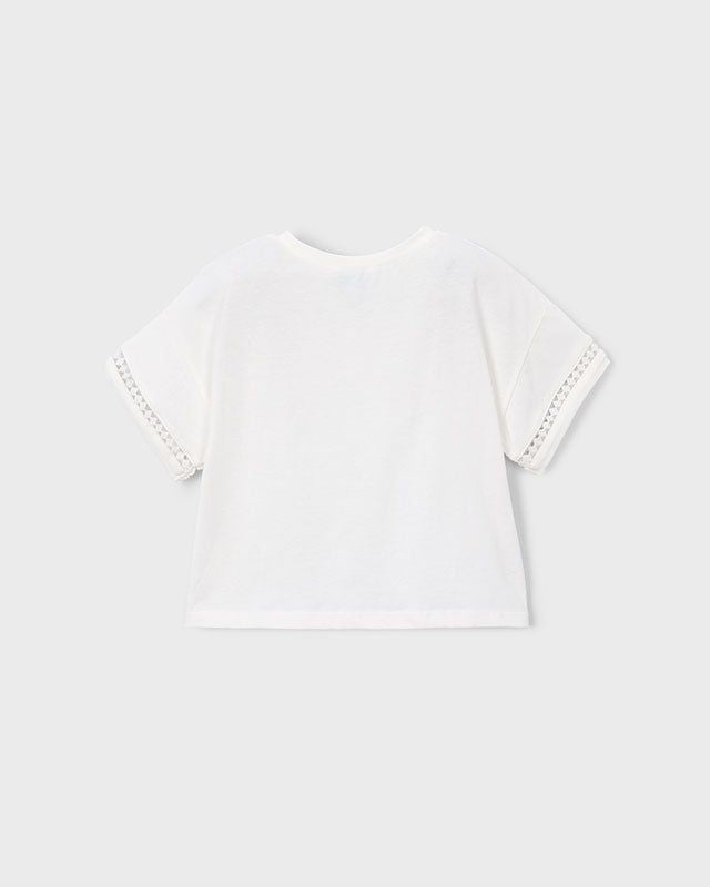 T-shirt corta bambina Mayoral con nodo e dettagli crochet Mayoral 2 Anni 92cm