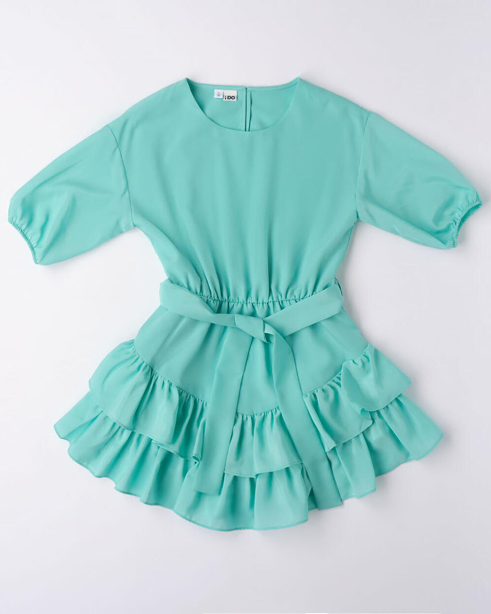 Abito a balze con cintura ragazza iDO tinta unita acqua iDO Acqua