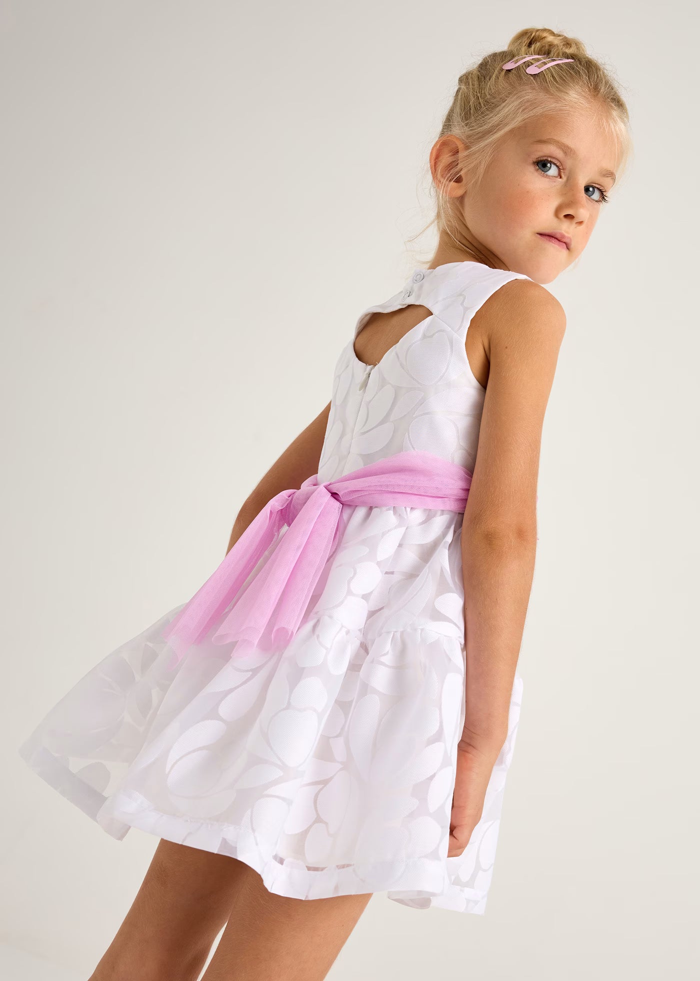 Abito bianco floreale bambina Mayoral con fusciacca fiori Mayoral Bianco