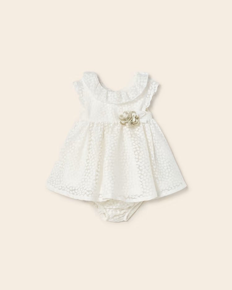 Abito cerimonia con copri pannolino neonata Mayoral Newborn panna - ErreGiModaBimbo