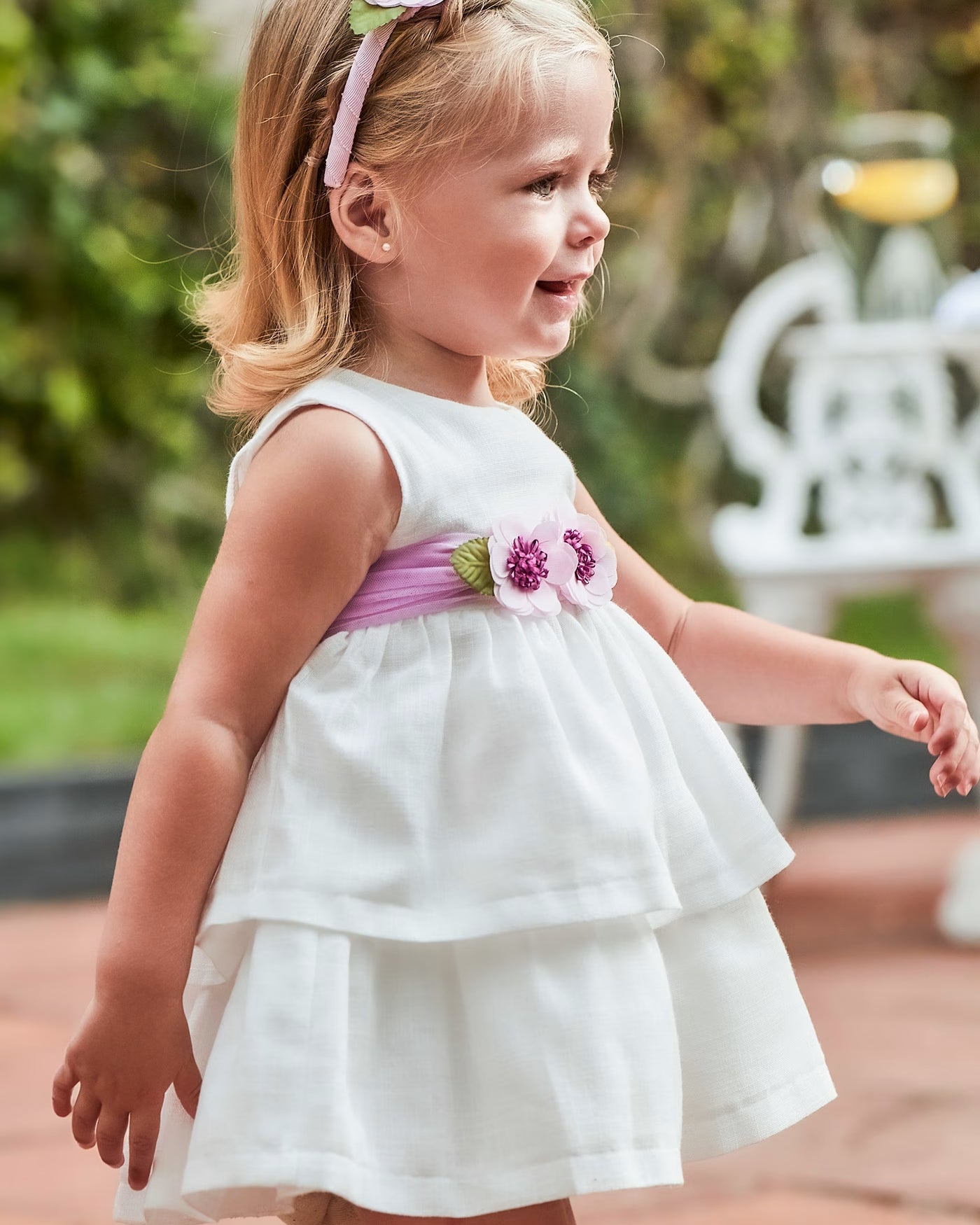 Abito cerimonia con fusciacca floreale neonata Mayoral bianco Mayoral Bianco