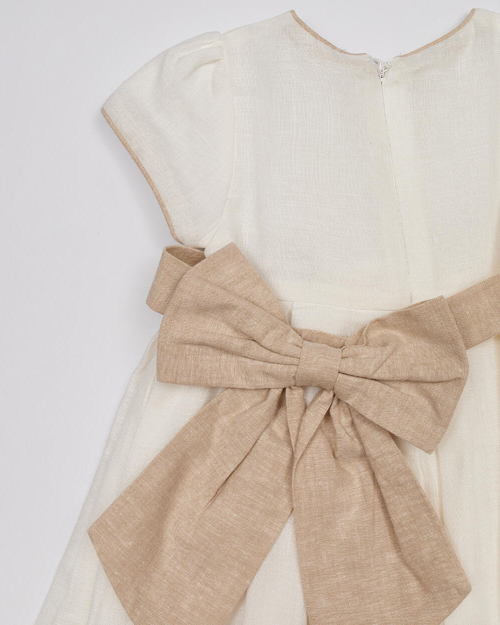 Abito cerimonia in lino neonata iDO retro fiocco beige iDO Panna