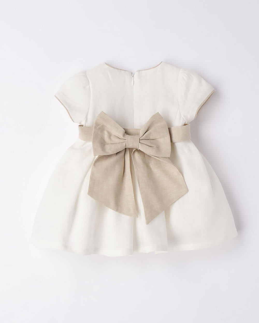 Abito cerimonia in lino neonata iDO retro fiocco beige iDO Panna