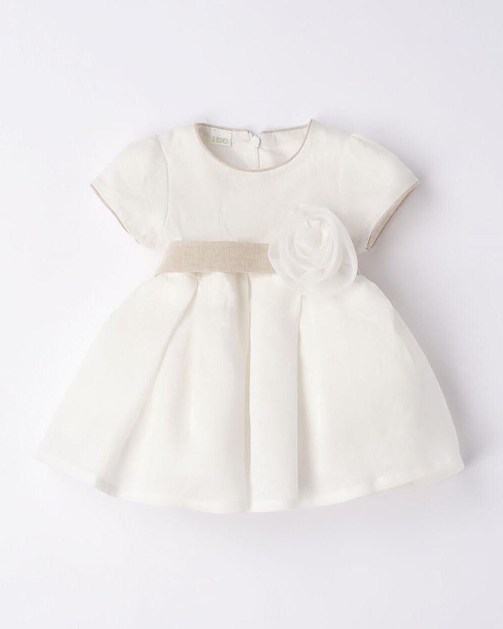 Abito cerimonia in lino neonata iDO retro fiocco beige iDO Panna