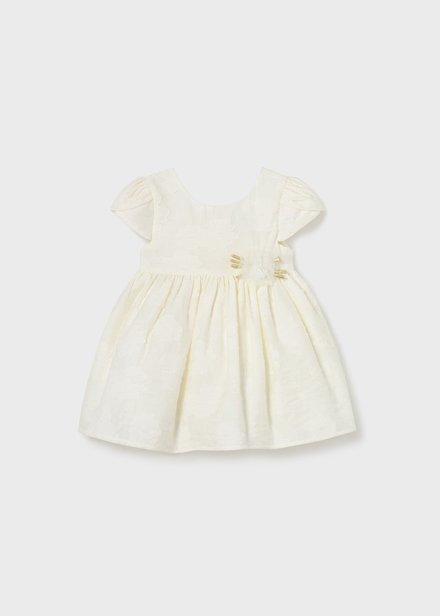 Abito cerimonia neonata Mayoral panna con fiore tulle Mayoral 6 Mesi 68cm
