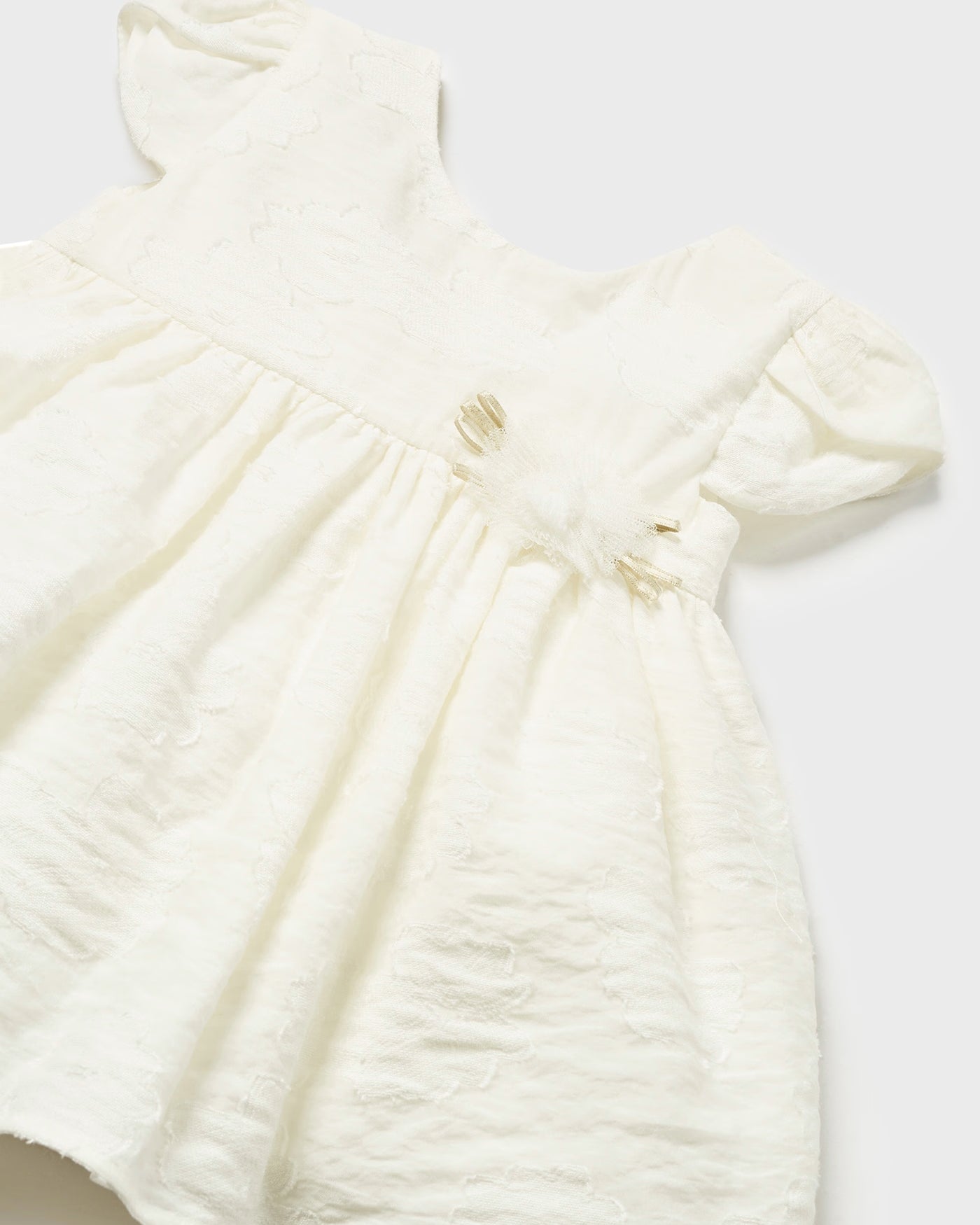 Abito cerimonia neonata Mayoral panna con fiore tulle Mayoral 6 Mesi 68cm