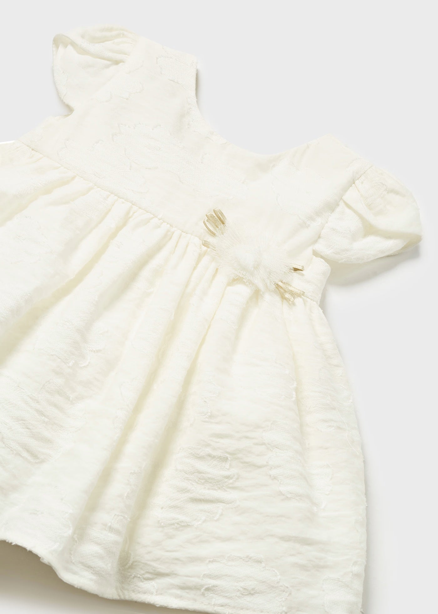 Abito cerimonia neonata Mayoral panna con fiore tulle Mayoral 6 Mesi 68cm