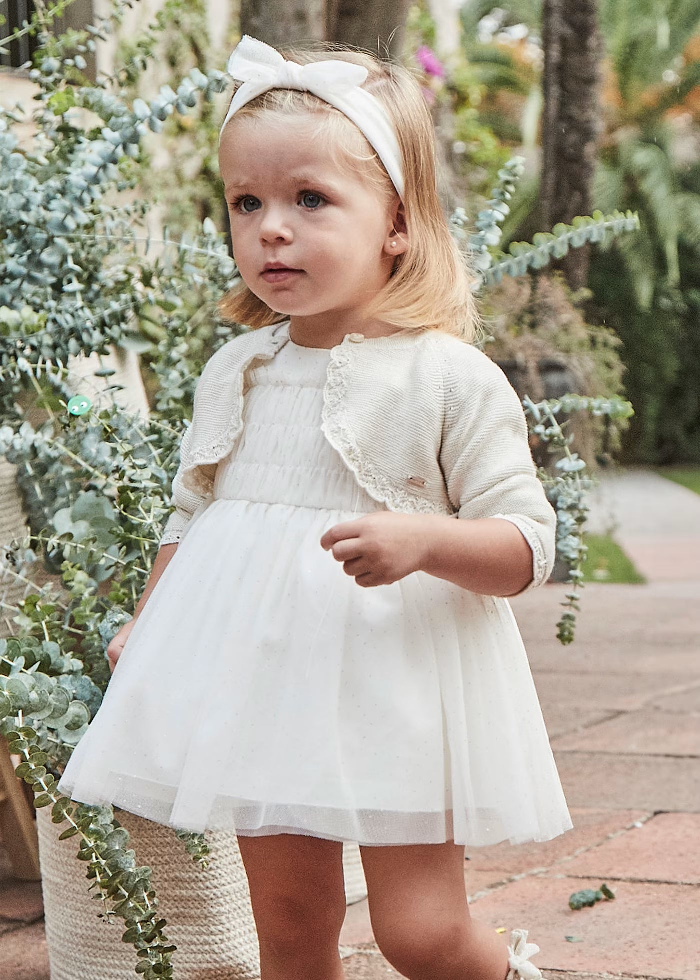 Abito cerimonia tulle con fascia neonata Mayoral panna Mayoral Panna
