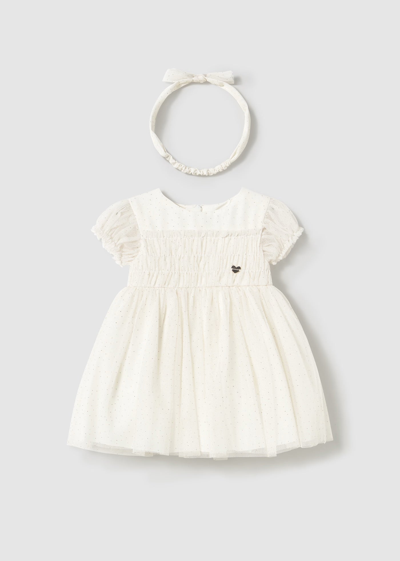 Abito cerimonia tulle con fascia neonata Mayoral panna Mayoral Panna