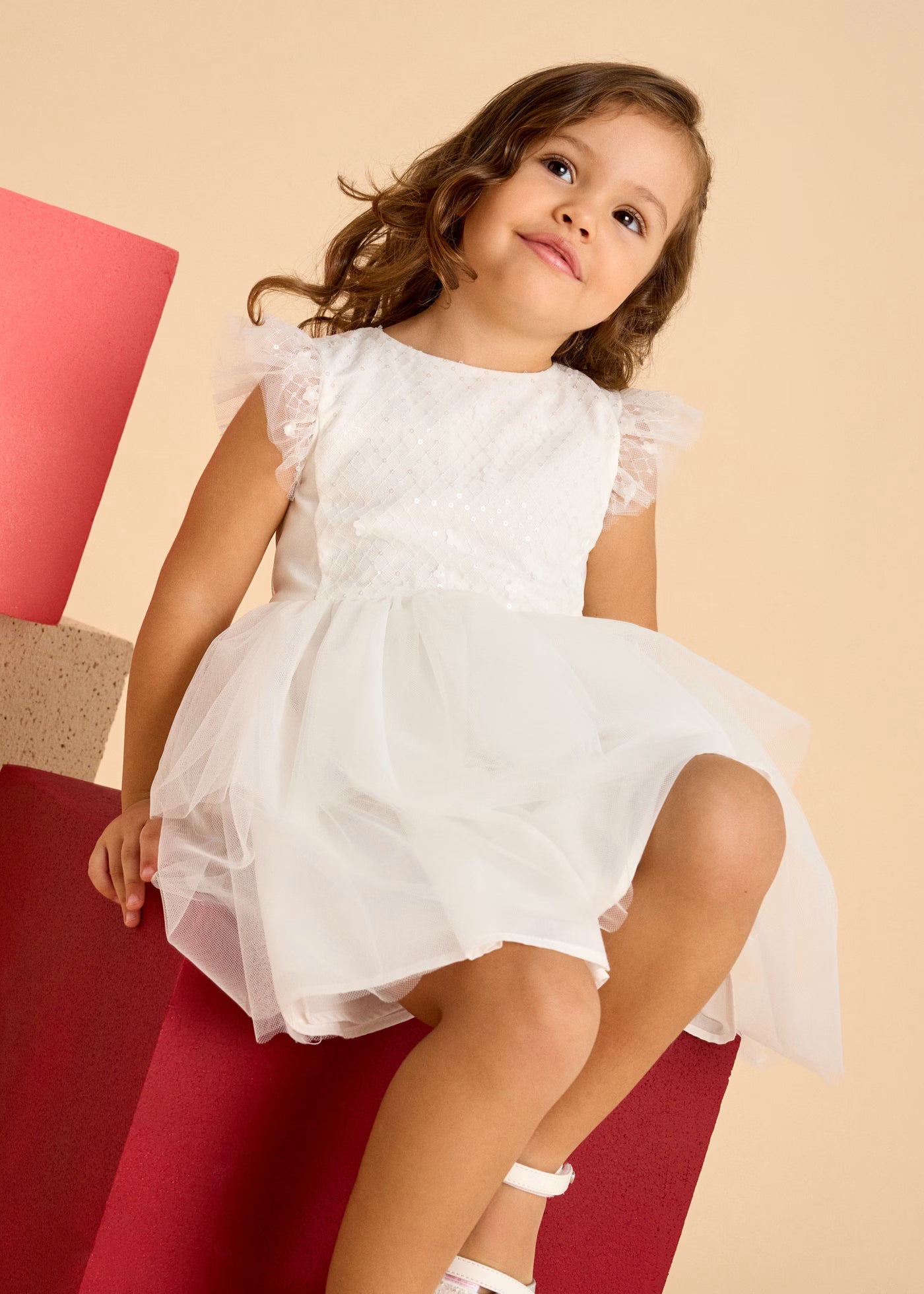 Abito cerimonia tulle lustrini bambina Mayoral panna Mayoral Panna
