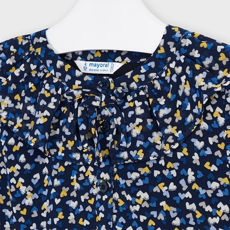 Abito chiffon fluido bambina Mayoral blu cuori - ErreGiModaBimbo