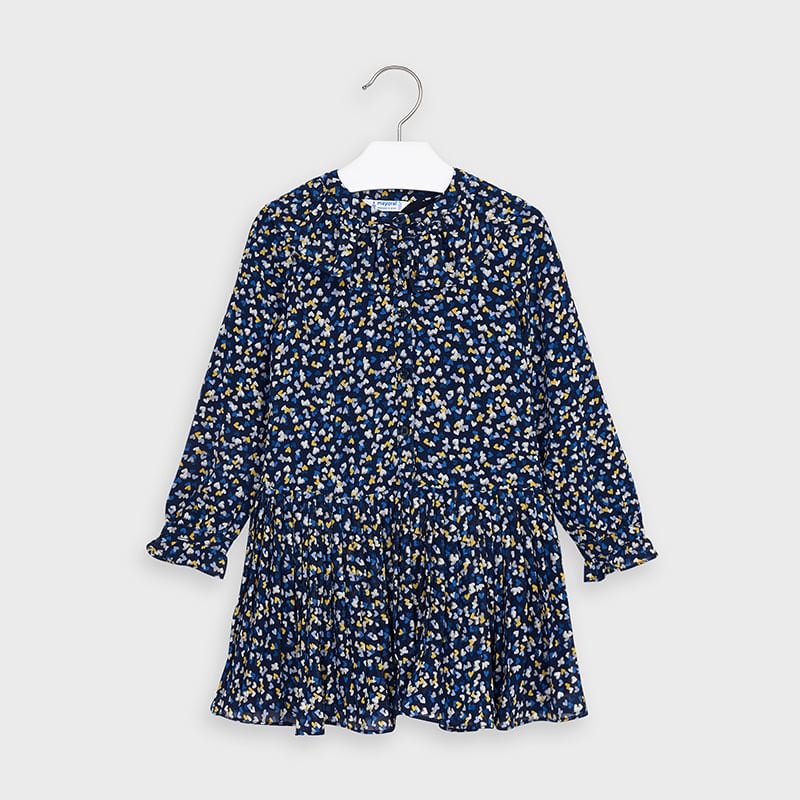 Abito chiffon fluido bambina Mayoral blu cuori - ErreGiModaBimbo