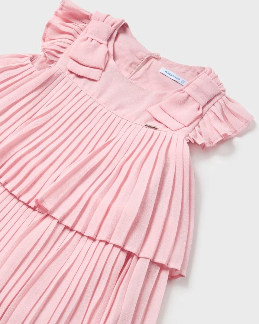 Abito foderato plissettato fiocchi neonata Mayoral rosa - ErreGiModaBimbo