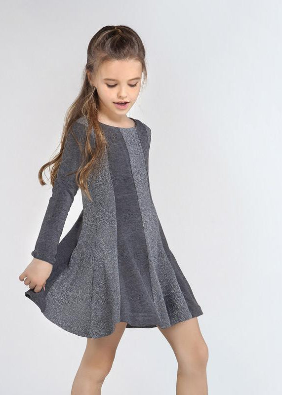 Abito girocollo manica lunga ragazza Mayoral lurex grigio - ErreGiModaBimbo