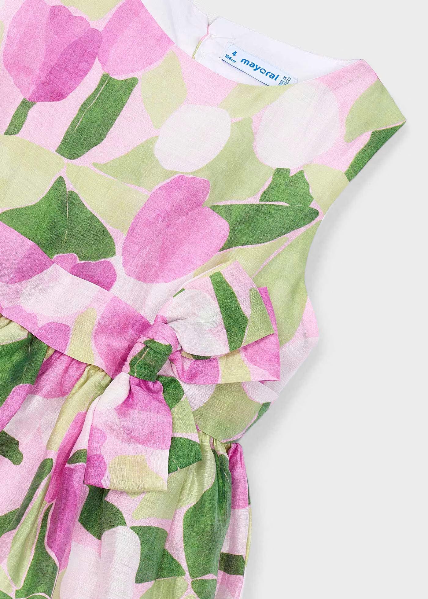 Abito in lino Bambina Mayoral Floreale malva e verde Mayoral Orchidea