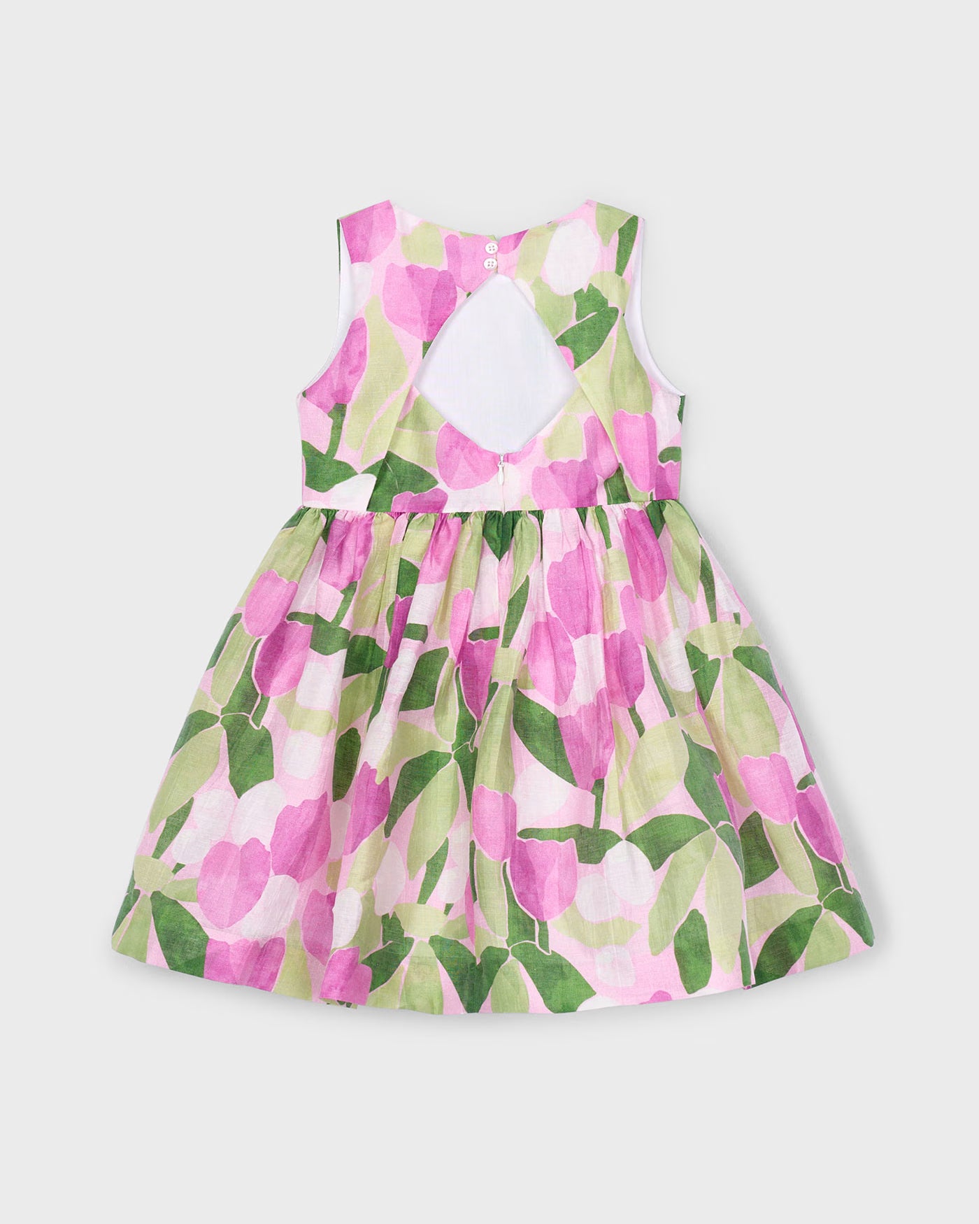 Abito in lino Bambina Mayoral Floreale malva e verde Mayoral Orchidea