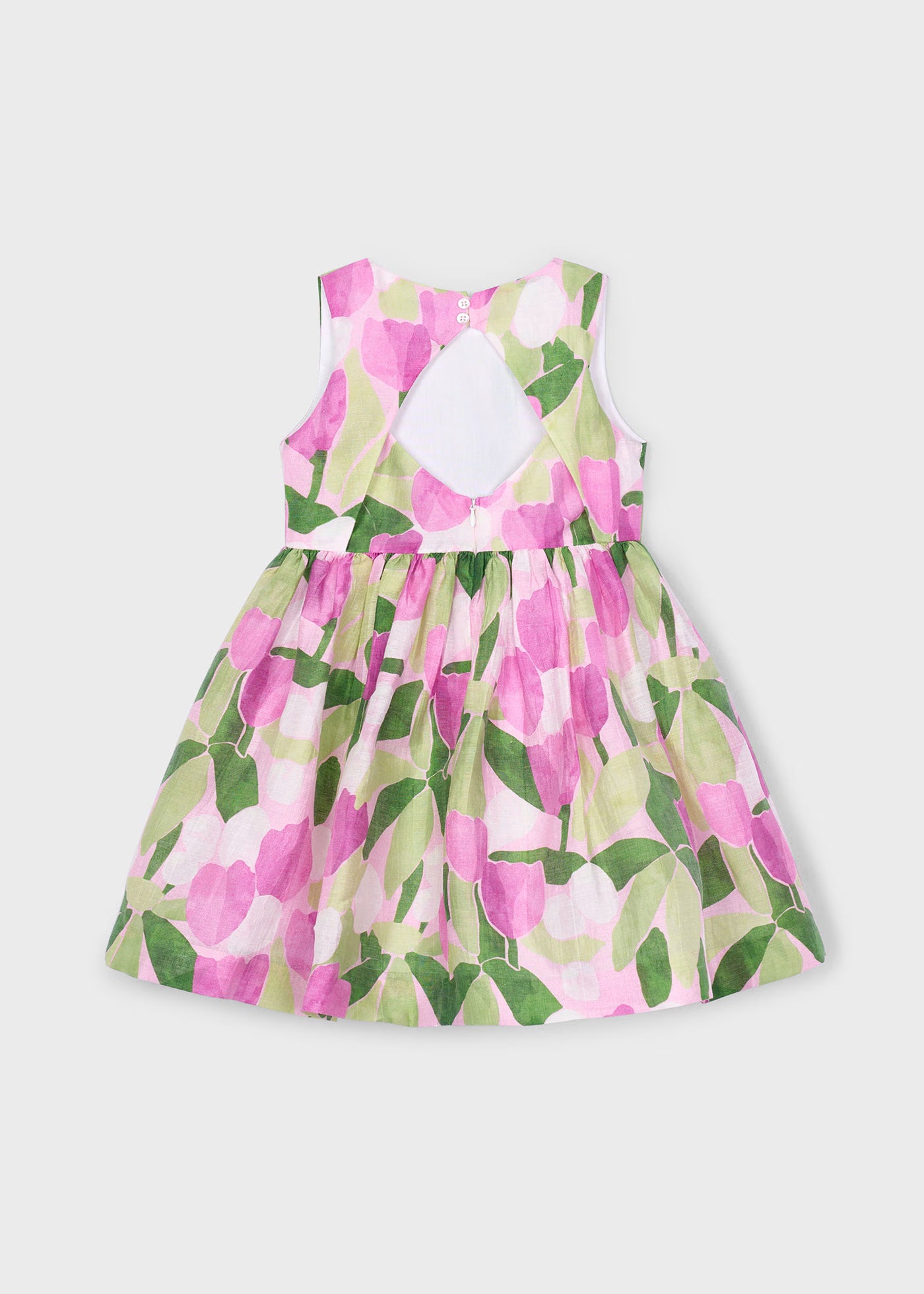 Abito in lino Bambina Mayoral Floreale malva e verde Mayoral Orchidea