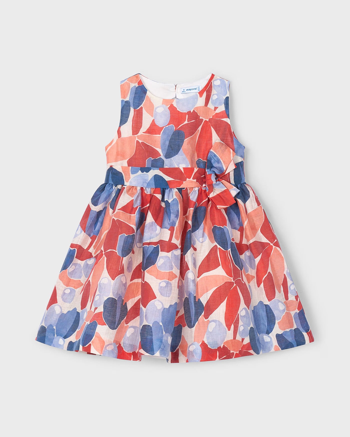 Abito in lino Bambina Mayoral Floreale rosso e blu Mayoral Rosso
