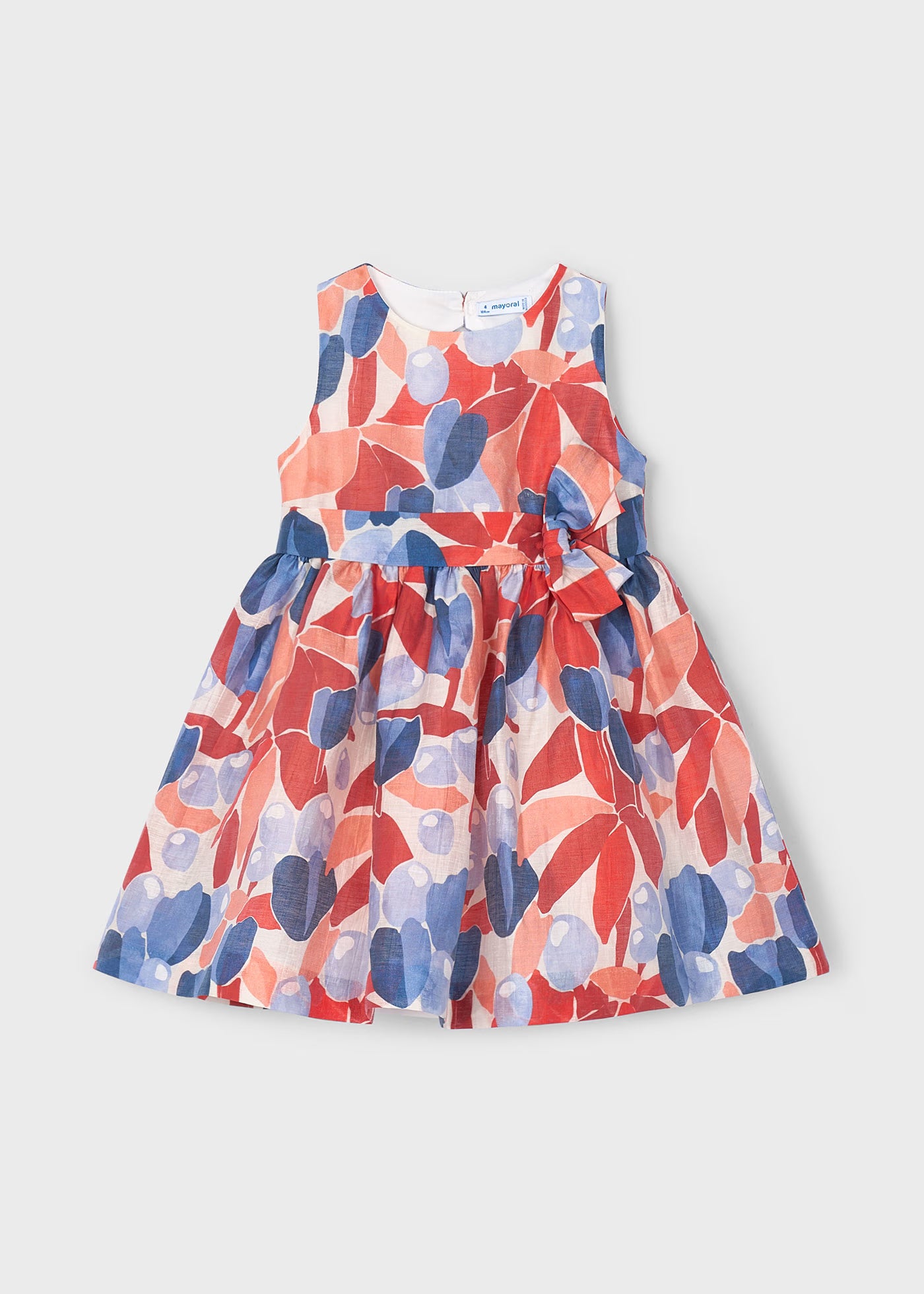 Abito in lino Bambina Mayoral Floreale rosso e blu Mayoral Rosso