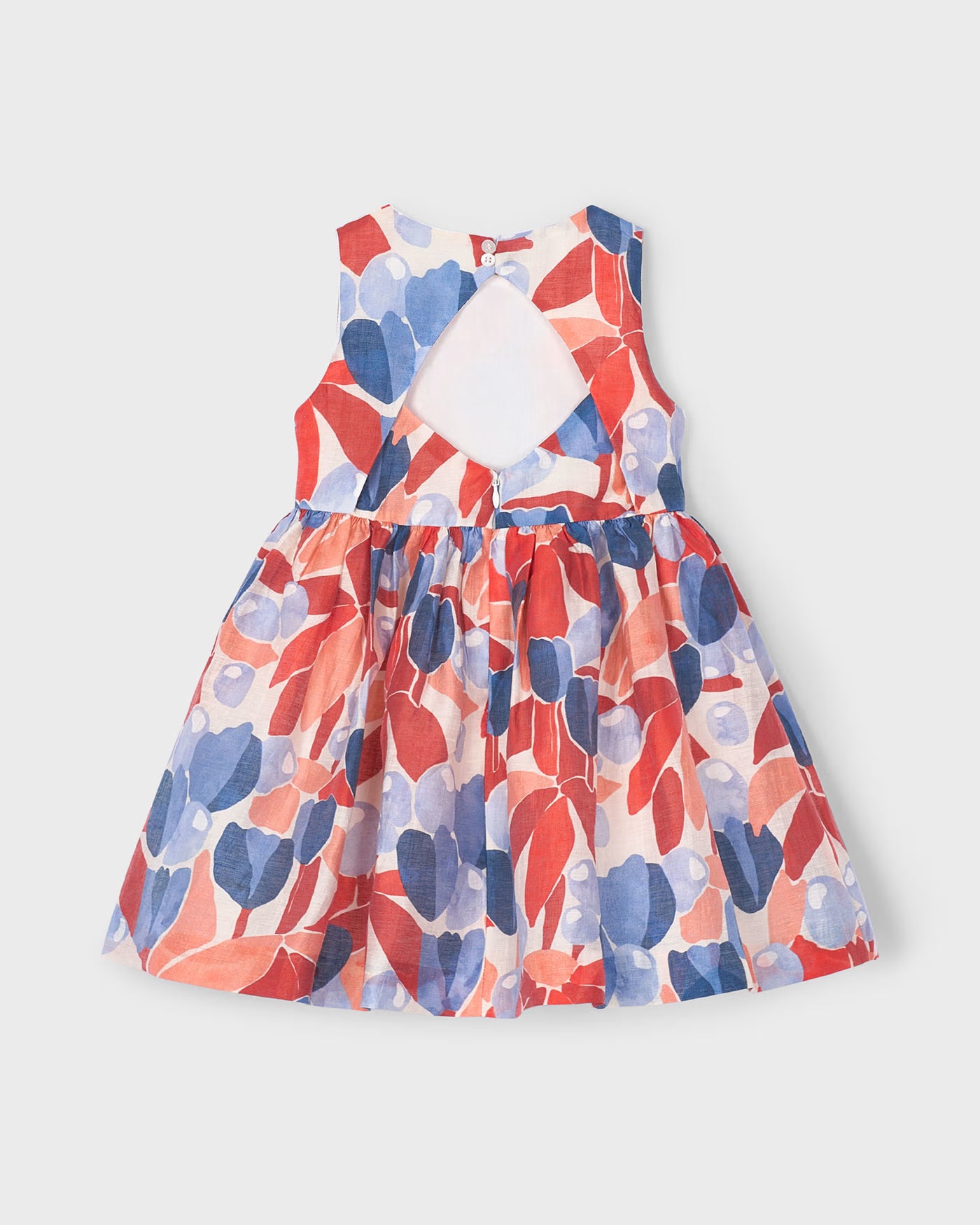 Abito in lino Bambina Mayoral Floreale rosso e blu Mayoral Rosso