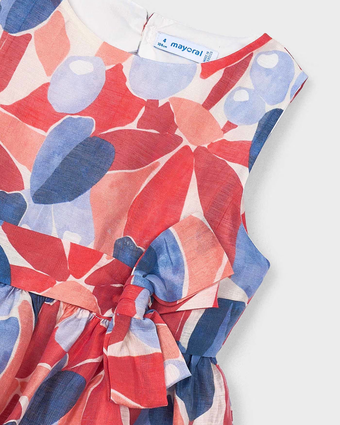 Abito in lino Bambina Mayoral Floreale rosso e blu Mayoral Rosso