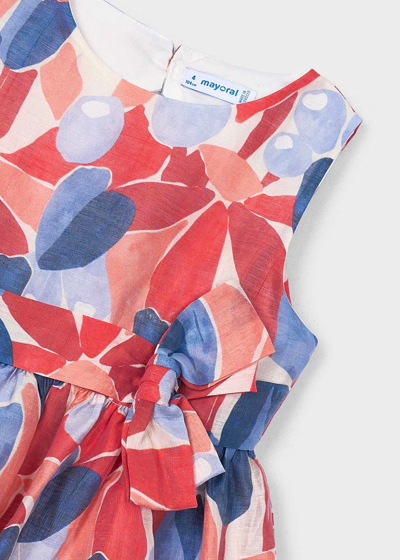 Abito in lino Bambina Mayoral Floreale rosso e blu Mayoral Rosso