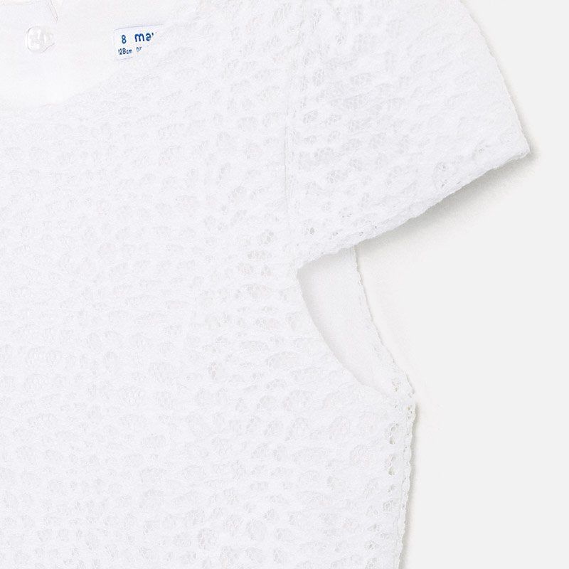Abito in pizzo ragazza Mayoral bianco design traforato Mayoral 8 Anni 128cm