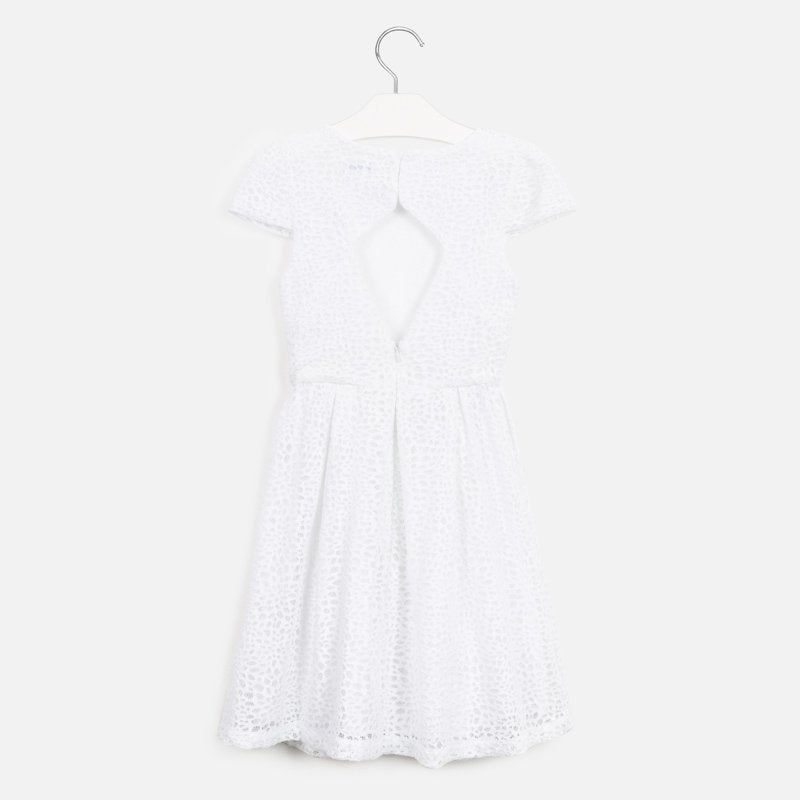 Abito in pizzo ragazza Mayoral bianco design traforato Mayoral 8 Anni 128cm