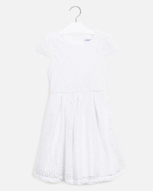 Abito in pizzo ragazza Mayoral bianco design traforato Mayoral 8 Anni 128cm