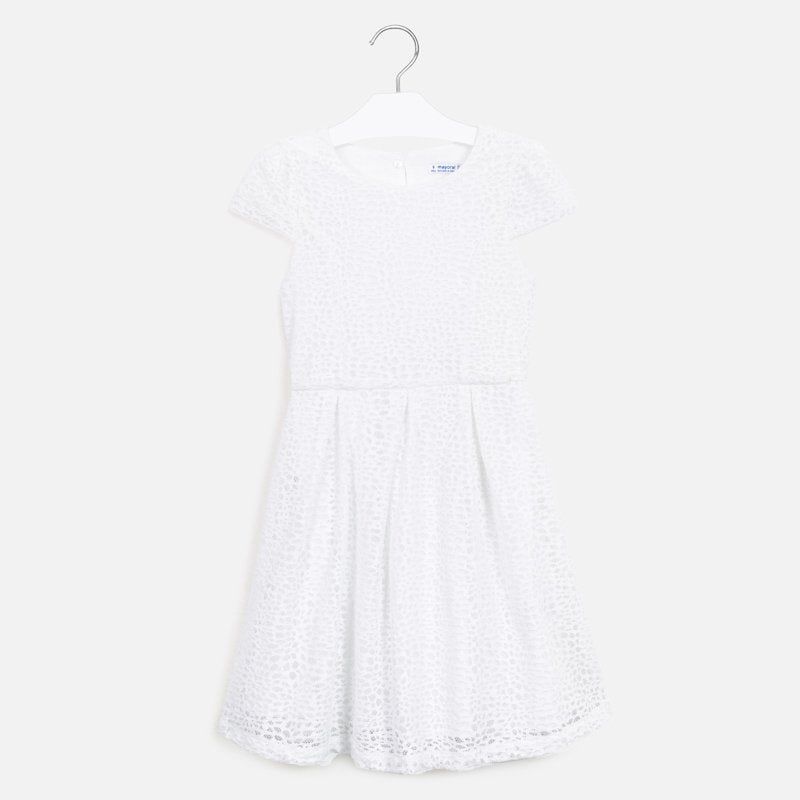 Abito in pizzo ragazza Mayoral bianco design traforato Mayoral 8 Anni 128cm