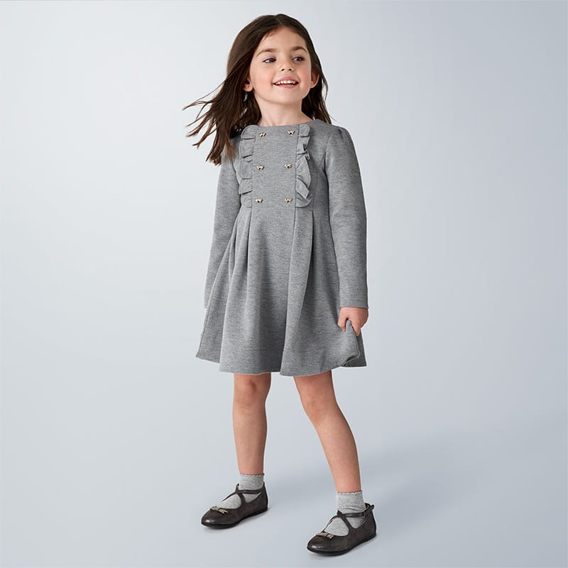 Abito maniche lunghe bambina Mayoral punto Roma grigio - ErreGiModaBimbo