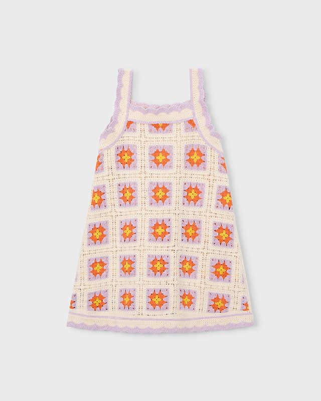 Abito bambina maglia crochet lilla primavera-estate