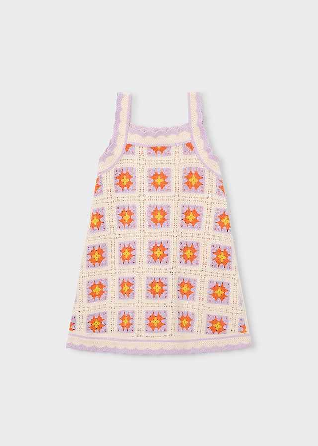 Abito bambina maglia crochet lilla primavera-estate