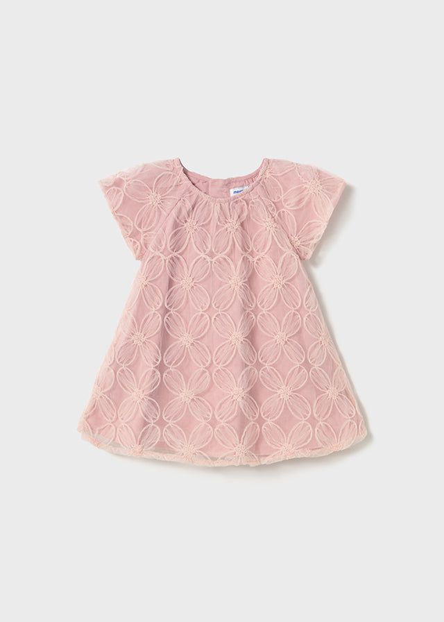 Abito neonata Mayoral tulle ricamo rosa Mayoral Rosato