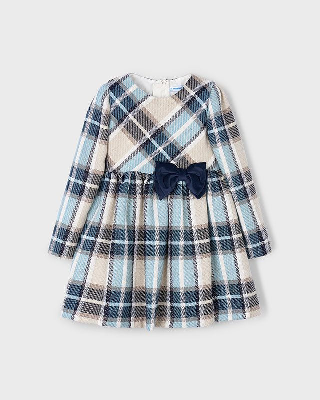 Abito quadri velluto bambina Mayoral azzurro blu e beige Mayoral 2 Anni 92cm